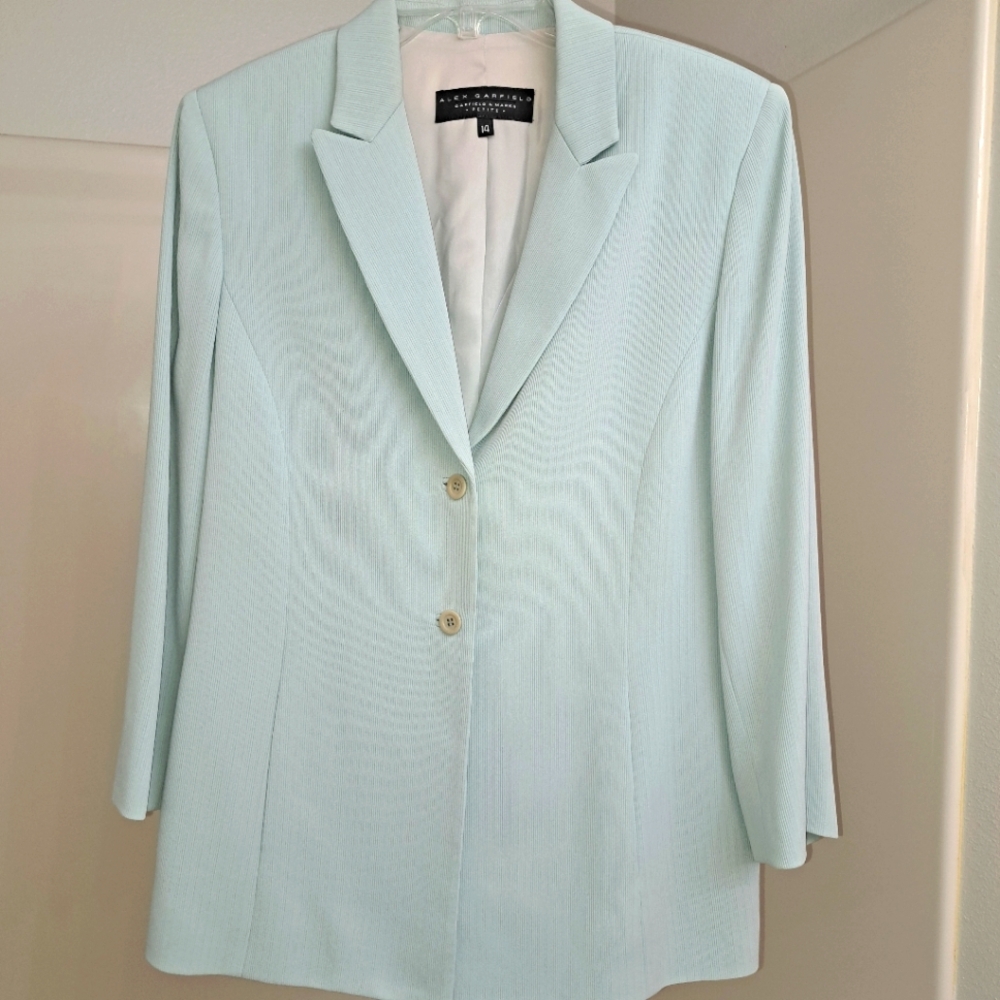 Light Blue Skirt And Blazer Set